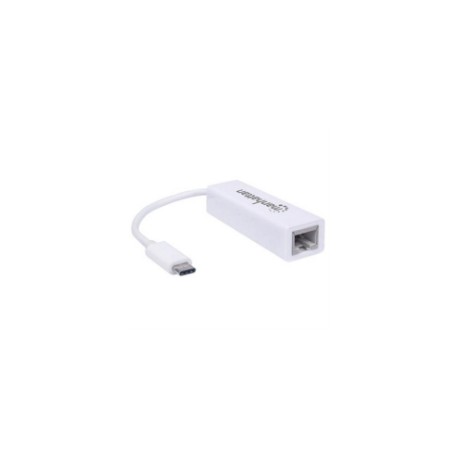 Adaptador Manhattan USB C 3.1 a Red Gigabit 10/100/1000 Mbps Color Blanco