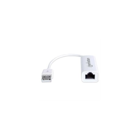 Adaptador Manhattan Fast Ethernet USB 2.0 Alta Velocidad 10/100 Color Blanco