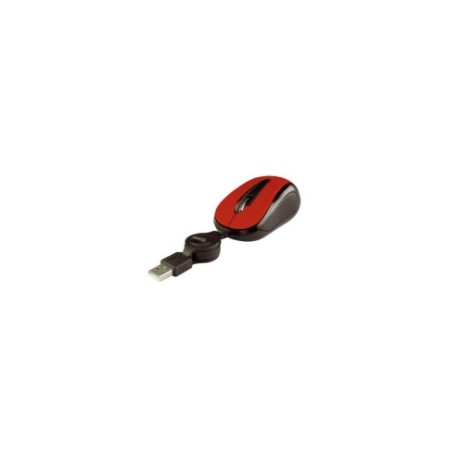 Mini Mouse Perfect Choice Easy Line Alámbrico Óptico Retráctil 1000 dpi Color Rojo