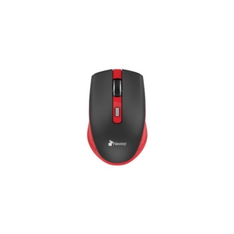 Mouse Nextep Inalámbrico Recargable Switch Encendido 1600 dpi Color Negro-Rojo