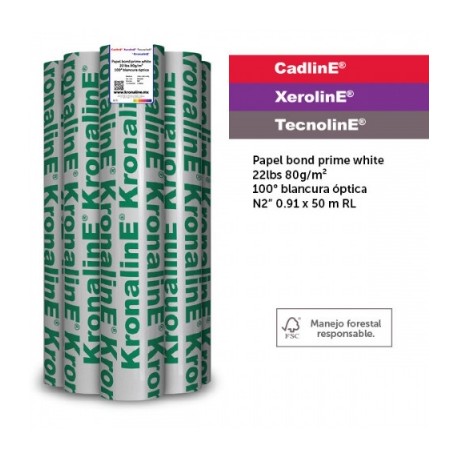 ROLLO KRONALINE PW456 .61X50 N2 BOND PRIME WHITE P/PLOTTER