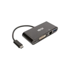 Adaptador Multipuerto Tripp Lite USB-C/Dvi/USB-A/GbE Carga PD Color Negro