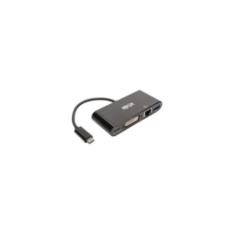 Adaptador Multipuerto Tripp Lite USB-C/Dvi/USB-A/GbE Carga PD Color Negro