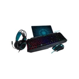 Kit Gaming Vortred Fully Armed 4 en 1 Teclado/Audífonos/Mouse/Mouse Pad Color Negro